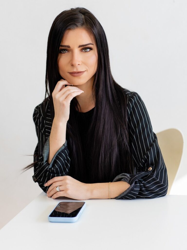 Professional woman branding headshot bold jacket St. Louis photographer