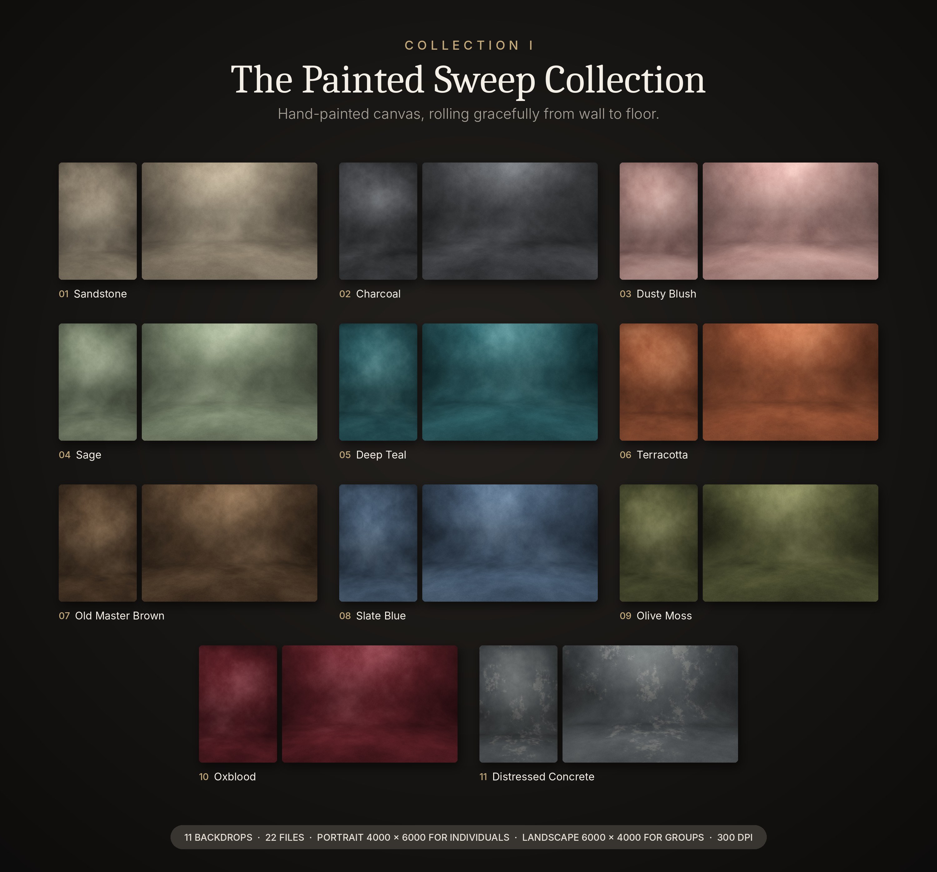The Painted Sweep Collection — 11 Painted Canvas Floor Sweeps